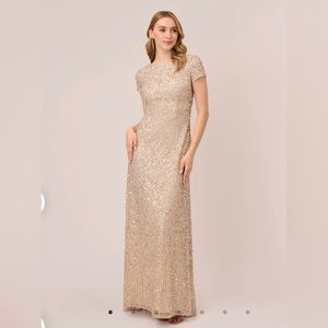 Adrianna Papell Scoop Back Sequin Gown